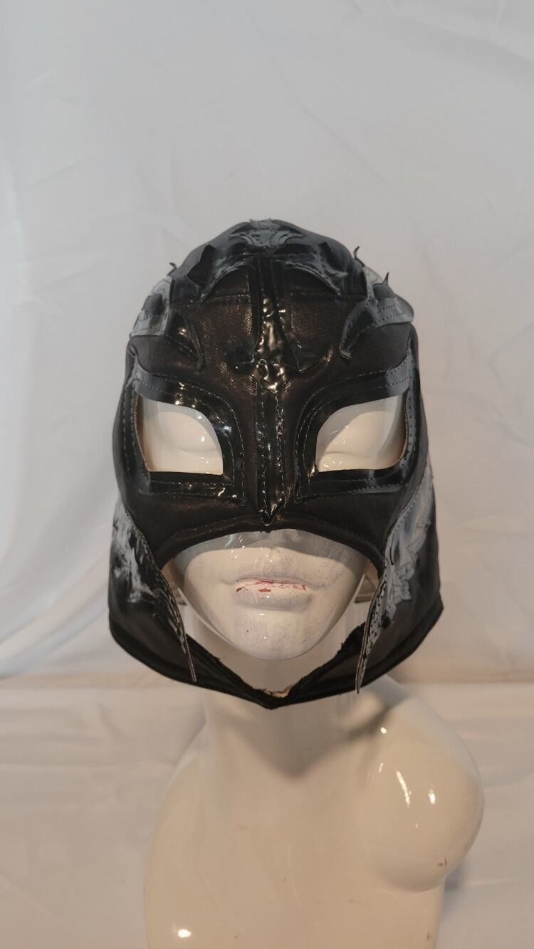 Lucha Libre Wrestling Mask Black Silver Full Head Lace Up Pro Wrestler Costume